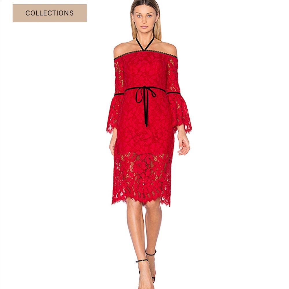 Alexis Odette Red Lace Mini Dress - Picture 2 of 7